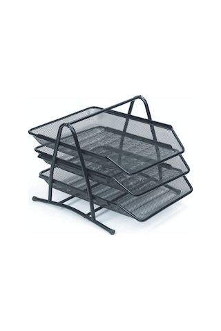 Evrak Rafı Metal Perforeli 3 Lü Siyah 9181 1 Paket 12 Adet