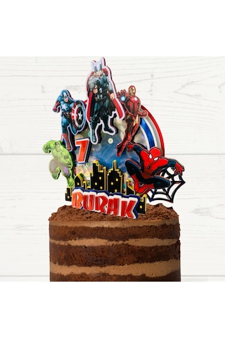 Avengers Temalı Doğum Günü Kişiye Özel Pasta Süsü