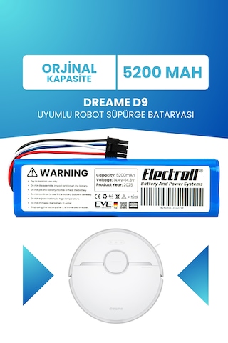 Dreame D9 Uyumlu Batarya 5200mah Robot Süpürge Bataryası