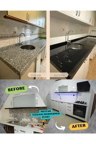 Mutfak Fayansı Seramik Banyo Boyama Seti Mermer Efekt Sıvı Glass 750 Gr Multi Surface 1250 Cc Xl