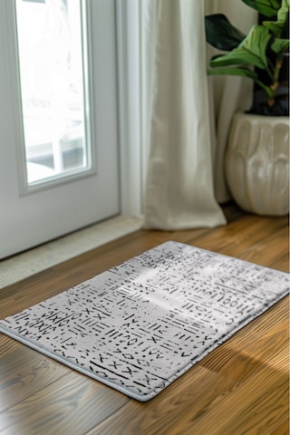 Venüs Beyaz İskandinav Desen Kaymaz Tabanlı Pamuk Dokuma Kilim Beyaz