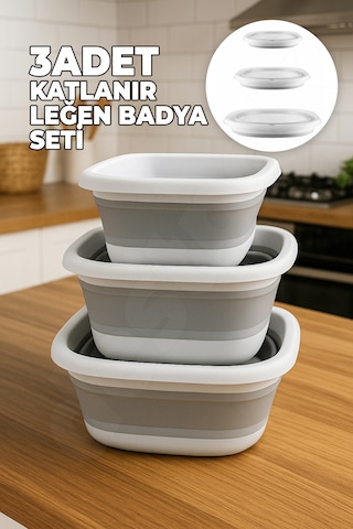 3'lü Katlanır Leğen, Katlanabilir Akordiyon Badya - Mutfak Banyo