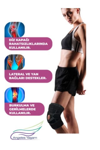 Angeles Yaşam Patella Destekli Dizlik Standart Siyah