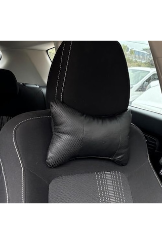 Wiforte Ortopedik Araç Boyun Yastığı 2'li Set Siyah Oto Koltuk Başlığı Destek Minderi, Ergonomik Araba Boyun Destek Yastığı Açık Ceviz