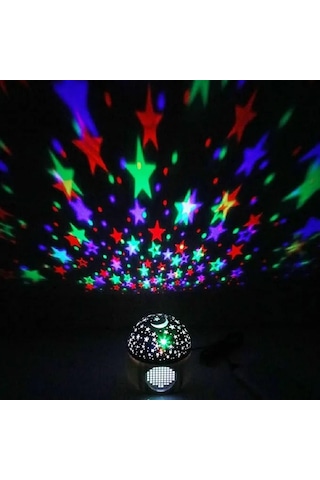 Renkli Led Işıklı Mini Yıldızlı Disko Lambası Bluetooth Colorful Led Light + Hoparlör Usb Kablolu