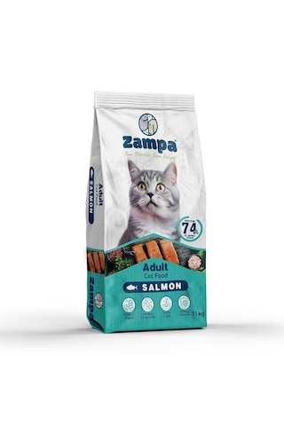 Zampa Tam ve Dengeli Somonlu Yetişkin Kediler İçin Kuru Mama 15 KG
