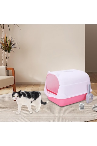 Kapalı Kedi Tuvalet Kapşonlu Kedi Kedisi Çöp Tavası Yüksek S. 10l Siyah