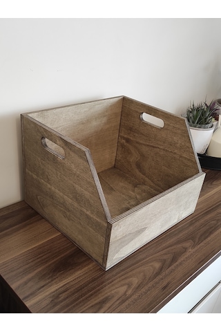 Ahşap Lp Plak Sandığı - Organizer Kutu - Wooden Lp Record Box Ceviz