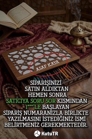 Kişiye Özel İsim Yazılabilir 3 Katlı Ahşap Tesbih Kutusu 30'luk Tesbih Organizer Kutusu Diğer