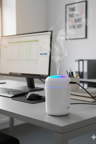 Beyaz H2o Usb Renkli Mini Hava Nemlendirici Led Işıklı 350ml Taşınabilir Oda Ve Ofis Difüzörü