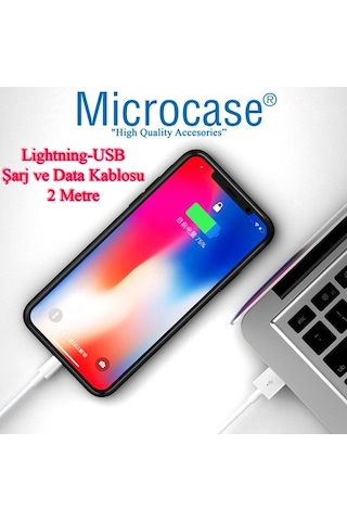 Microcase iPhone Apple Uyumlu iPad Lightning Usb Şarj Ve Data Kablosu - 2 Metre Beyaz