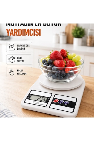 Beyaz Plastik Dijital Mutfak Tartısı 24x16.8x1.5cm Renkli 49810300