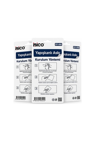 İbico İ17-018 Plastik Askı 3 Adet Tekli Gold Uçlu Deniz Kabuk Yapışkanlı Montaj Beyaz Mika Kristal - 12'li Paket