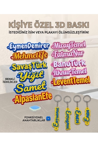Kişiye Özel Renkli İsimlik Çok Renkli
