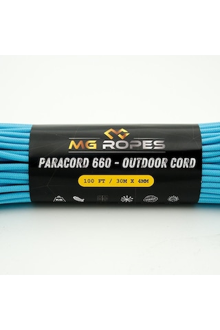 Mg Ropes Bileklik Ve Outdoor Paracord İp 4 Mm 660lb 10 İplikli 30 Metre Mavi