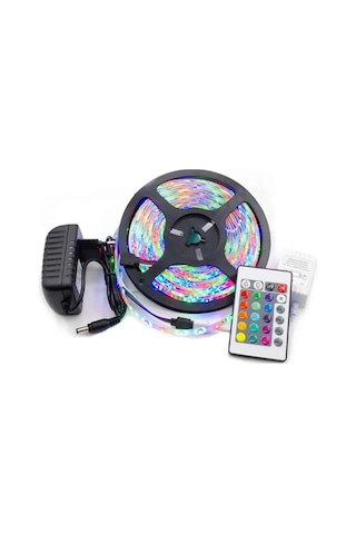5 Metre Rgb Şerit Led Aydınlatma Seti - Tak Çalıştır Ambiance Light - Uzaktan Kumandalı Ve Adaptörlü Çok Renkli