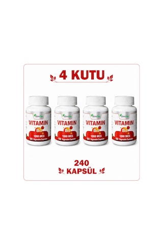 Vitamin B12 1000 Mcg 4 Kutu 240 Kapsül B12 Takviye Edici Gıda