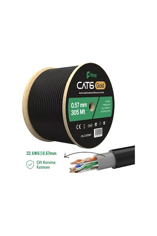 Feny Fn-cat690 305mt 23awg 0,57mm Çift Ceket Gold Dış Mekan Cat6 Utp Kablo