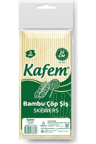 Kafem Bambu Çöp Şiş 15 CM 3 MM 100 Lü x 50 Paket