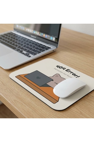 Tabloe 404 Error Eğlenceli Tasarımlı Mouse Pad - 23x19 Cm 4mm Kalınlık - Kaydırmaz Tabanlı Kaliteli Mousepad Kahverengi+açık Gri
