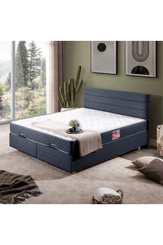 Sofia Çift Kişilik Baza Başlık Letto Yatak Seti - Lacivert 140 x 190