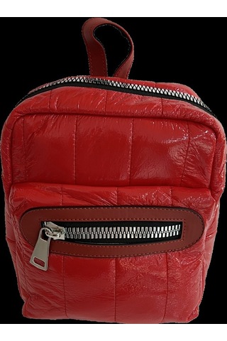 Sentt Parlak Deri Çift Fermuarlı Çanta