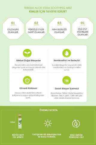 Aloe Vera Içeren Yatıştırıcı Yüz Spreyi Soothing Mist 120ml