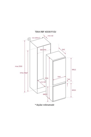 Teka RBF 43330 FI EU 242 L No-Frost Ankastre Buzdolabı
