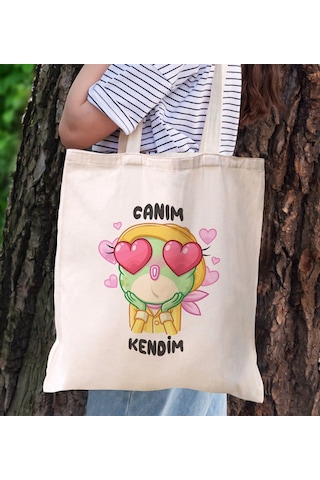 Bk Gift Canım Kendim Tasarımlı Bez Çanta, Baskılı Omuz Çantası, Alışveriş Çantası, Arkadaşa Hediye Kobitmeyencom29829 Bk Gift