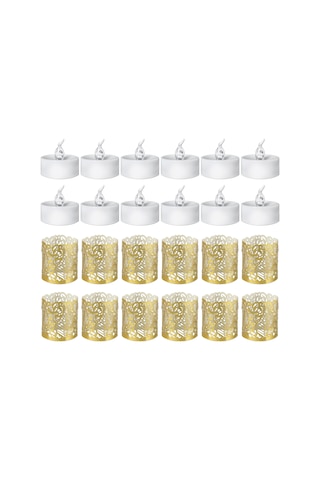 Maiyame 12 Adet Isı Beyaz Yanıp Sönen Plastik Led Mumlar İle Kaliteli Altın Delikli Kağıtlar, Gerçekçi Yanma Efekti, Romantik Ambiyans Oluşturucu Parti Ve Ev Dekorasyon Aleti Renkli