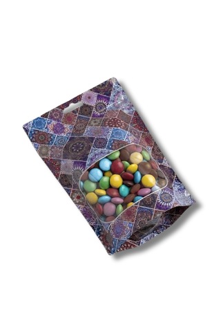 Mor Hazır Desenli Doypack - 100 Adet 17,5x25