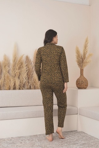 SUDE HOMEWEAR Kadın Uzun Kol Gömlek Pijama Takımı Siyah