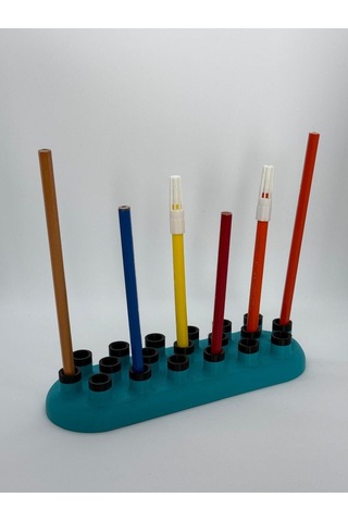 Ceviz Dizayn Standup Kalemlik Ondokuz Gözlü Boya Kalemi Düzenleyici Ressam Kalem Standı