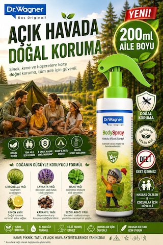 Sivrisinek Ve Kene Kovucu Sprey, %100 Doğal Yağlardan, Bebek Ve Çocuk Dostu,aile Boy 200 Ml