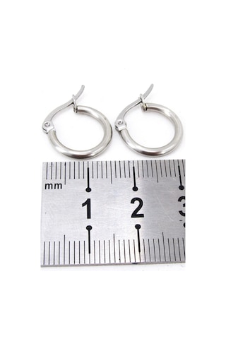11 MM Kadın Halka Çelik Küpe Çifti Italyan Kilitli Mse22