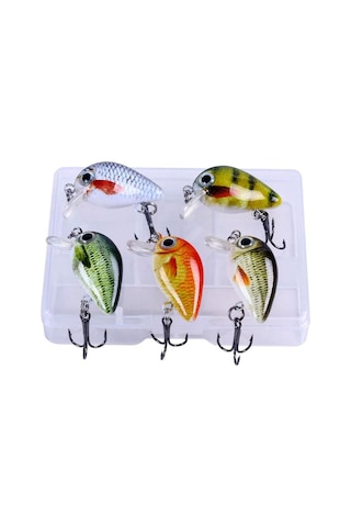 Valkyrie 5 Adet Crankbait Lrf Balık Olta Yem Seti - Sesli Bilyalı - Kutulu - 2.7cm 1.5gr