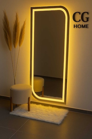 Ledli Ayna, Lazer Kumlamalı, Dekoratif Ayna, Duvar Aynası, Konsol Aynası, Holl Aynası, Günışığı Led 120 X 50 Gümüş