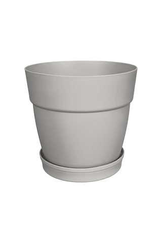 Tr Tabaklı Delikli Plastik Çiçek Saksısı, 13 Cm 1.1 Lt, 1 Adet, Bej Diğer