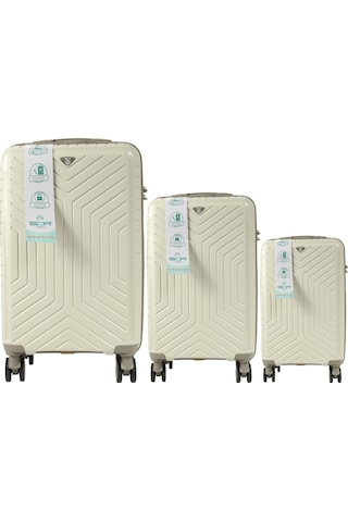 Metropolitan Sdr 103 Pp Valiz Seti - Büyük + Orta + Kabin Boy - Kemik / Gri