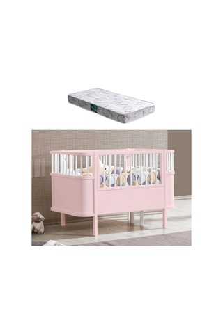 Mdf Beşik 130x90 Trend Büyüyen Beşik Pembe + 1 Comfort Yatak Pembe