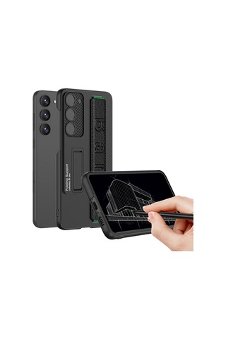 Samsung Galaxy S23 Plus Uyumlu Kılıf Case, Standlı El Tutacaklı Kapak Stand With Hand Holder Cover