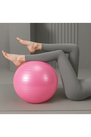 Evapera Yeni Nesil Pilates Topu + Pompa Profesyonel Dayanıklı Fitness Yoga Denge Egzersiz Plates Topu 75 Cm Mor