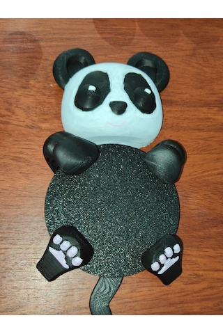 Şirin Panda Bardak Tutacağı/bardak Altı/bardak Tutan Panda Siyah