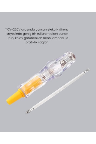 Hnrlıshp Elektrik Test Kalemi Neon Işıklı Nikel Kaplama 110-220v Dirençli