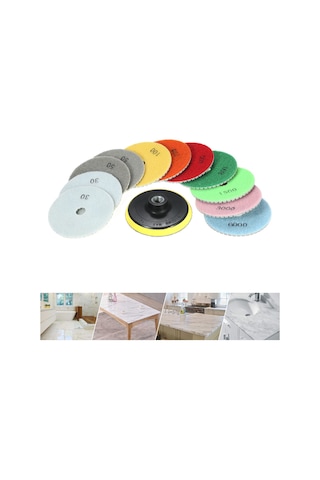 Ximistore9 12 Parça 4" Elmas Islak Taşlama Seti - Granit, Mermer Ve Beton İçin Profesyonel Zımpara Diskleri