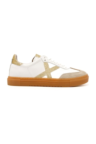 Sneaker Günlük Kadın Mar-25y-192-3030 John May Bej Süet-beyaz Cilt-gold Sim Bej Süet-beyaz Cilt-gold Sim Bej - Beyaz - Altın
