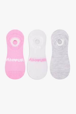 Penti 3 Çift Burun Dikişsiz Pamuklu Renkli Amour Slogan Desenli Sneaker Çorap