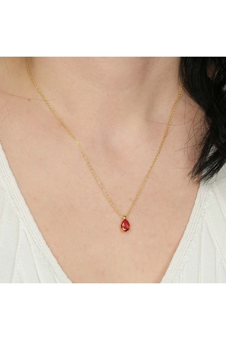 Turuncu Taşlı Gümüş Kolye Gm17