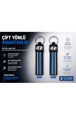 Hyundai Anahtarlık Çizgili , Hyundai Araç Anahtarlık - Hyundai Çift Yönlü Araba Anahtarlığı