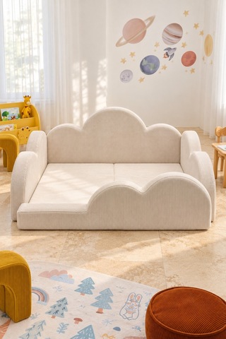 Funbed Junior Bulut Tasarımlı Çocuk Yatağı, Karyola Ve Oyun Matı Seti Krem - 938609351